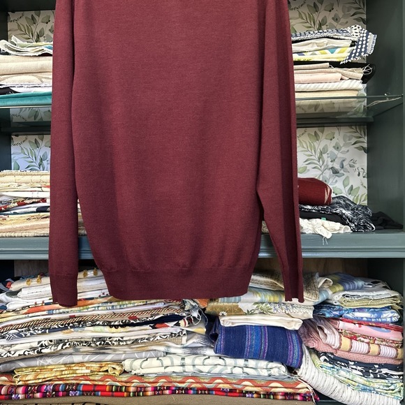 Jos A Bank Sweater Mens XL Maroon 100% Merino Wool Argyle Pullover Stretch NWT - Picture 6 of 6